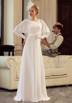 Свадебное платье Асийя-К54876. С прямой юбкой, длинное со шлейфом.