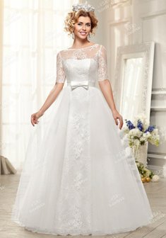 Свадебное платье EV010-К54904. А-силуэт, длинное без шлейфа.