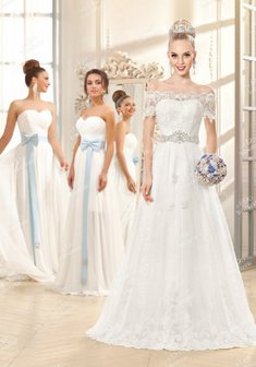 Свадебное платье ME010-К54910. А-силуэт, длинное со шлейфом.